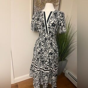 Elegant Black and White Floral Dress